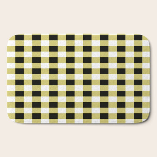 Gingham Large Yellow Black White Bath Mat Gallery Image 2