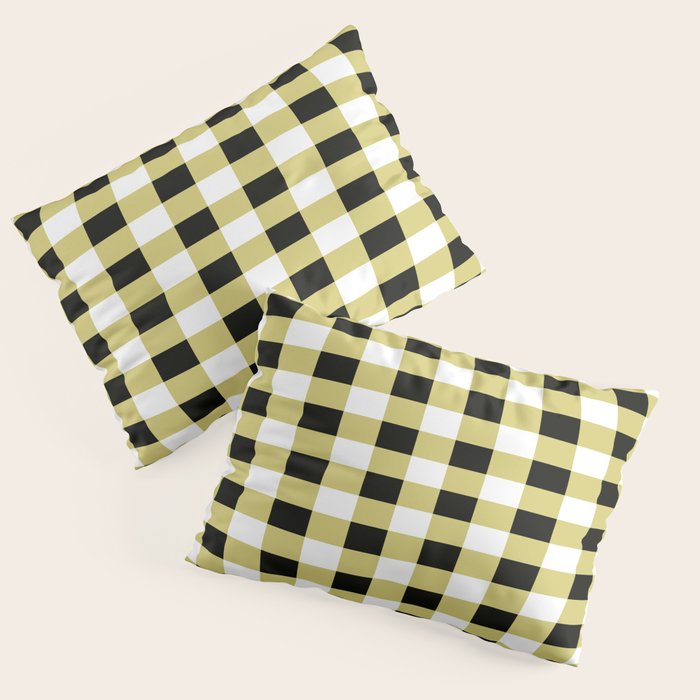 Gingham Large Yellow Black White Pillow Sham Gallery Image 1