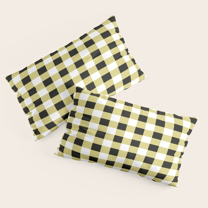 Gingham Large Yellow Black White Pillow Sham Gallery Image 2