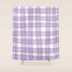 Wavy Plaid Lilac White Shower Curtain Gallery Image 1