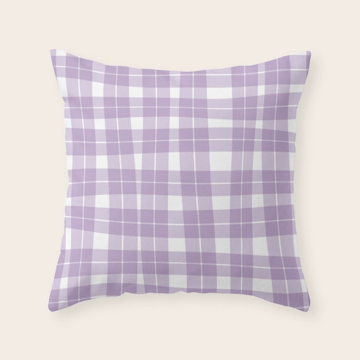 Wavy Plaid Lilac White Throw Pillow Gallery Image 6