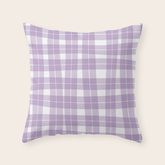 Wavy Plaid Lilac White Throw Pillow Gallery Image 1