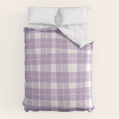 Wavy Plaid Lilac White Comforter Gallery Image 1