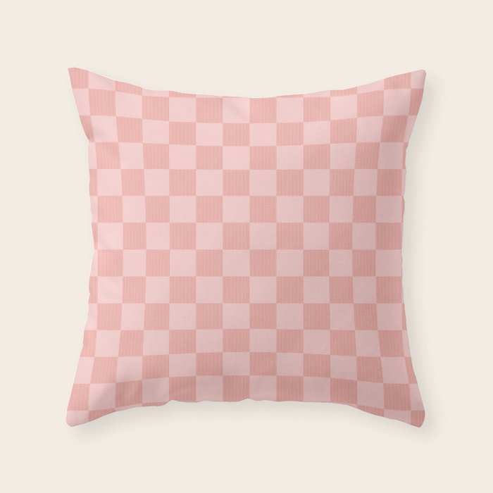 Textured Plaid pattern pink and white Throw Pillow Gallery Image 4