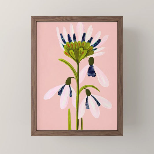 Snowdrop Trio on Blush Pink Mini Art Print Gallery Image 2