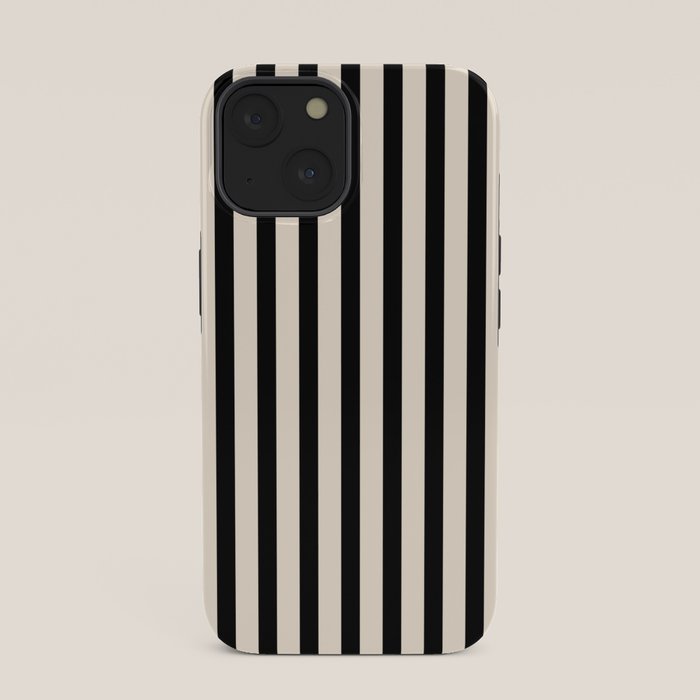 Fine Stripes Vertical Minimalist Pattern in Black and Almond Cream iPhone Case Gallery Image 33