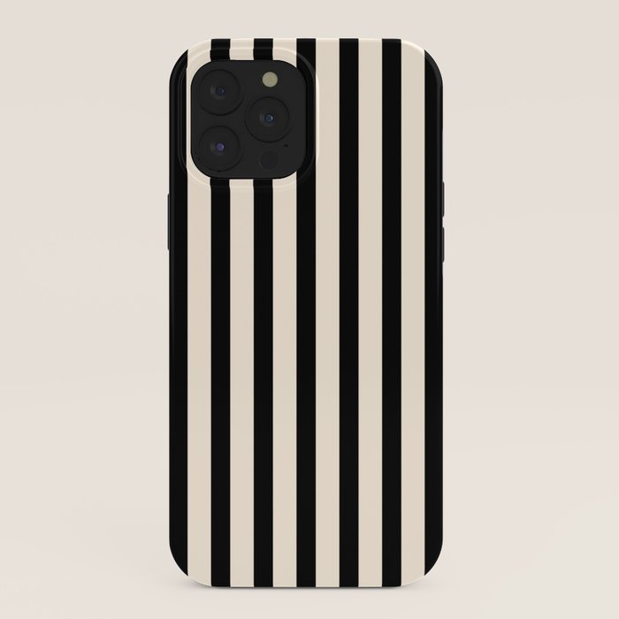 Fine Stripes Vertical Minimalist Pattern in Black and Almond Cream iPhone Case Gallery Image 40