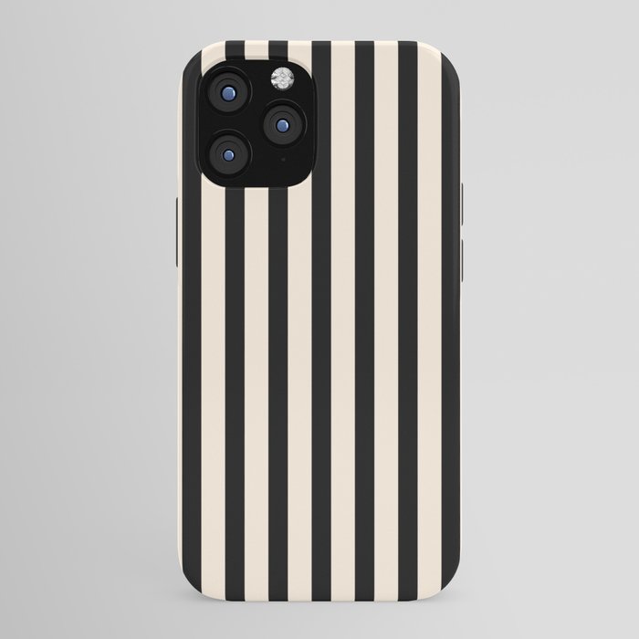 Fine Stripes Vertical Minimalist Pattern in Black and Almond Cream iPhone Case Gallery Image 43