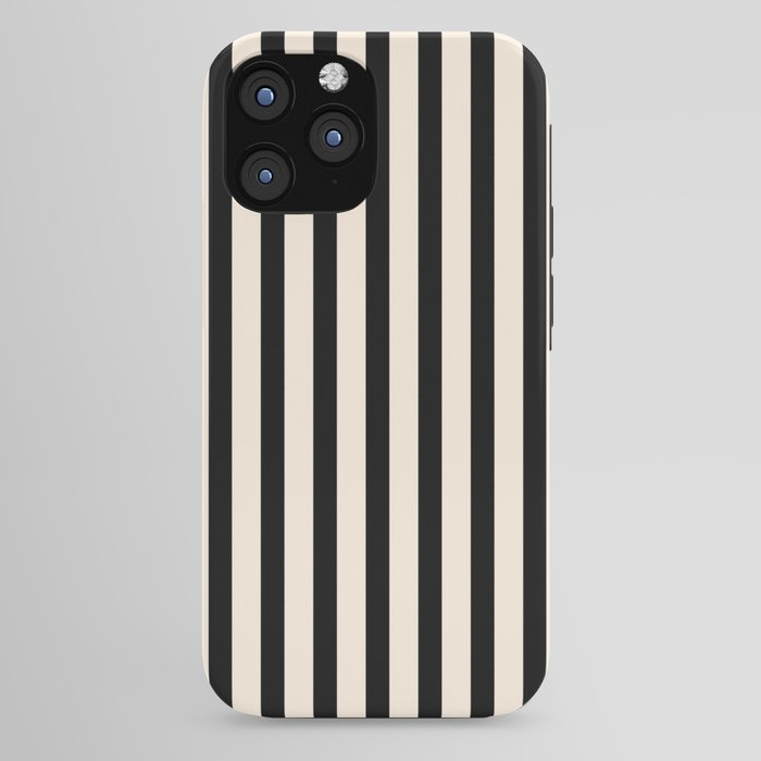 Fine Stripes Vertical Minimalist Pattern in Black and Almond Cream iPhone Case Gallery Image 44
