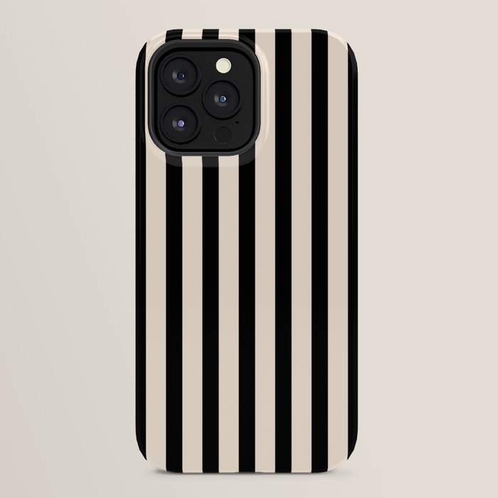 Fine Stripes Vertical Minimalist Pattern in Black and Almond Cream iPhone Case Gallery Image 32