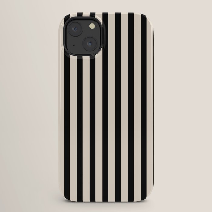 Fine Stripes Vertical Minimalist Pattern in Black and Almond Cream iPhone Case Gallery Image 26