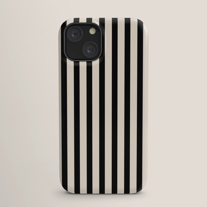 Fine Stripes Vertical Minimalist Pattern in Black and Almond Cream iPhone Case Gallery Image 17