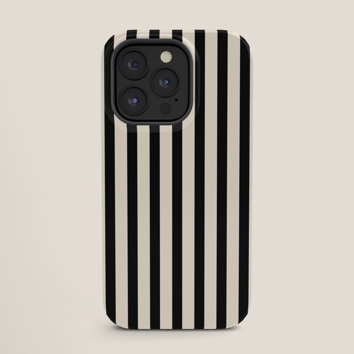 Fine Stripes Vertical Minimalist Pattern in Black and Almond Cream iPhone Case Gallery Image 27