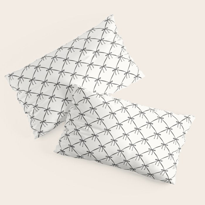 Bows & Ribbons Pattern IV Black and White Pillow Sham Gallery Image 2