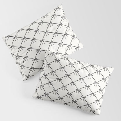 Bows & Ribbons Pattern IV Black and White Pillow Sham Gallery Image 3