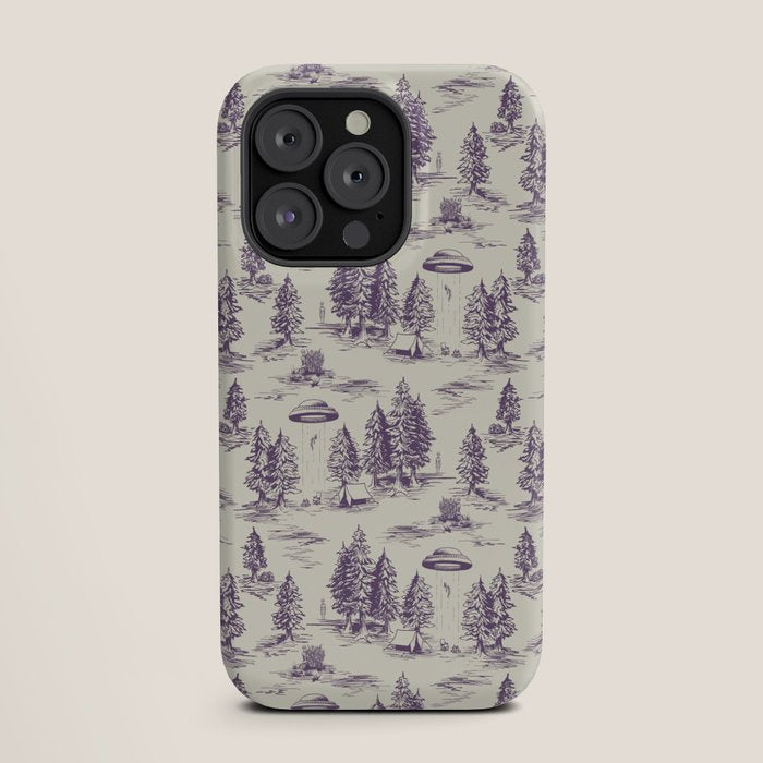 Purple Alien Abduction Toile De Jouy Pattern iPhone Case Gallery Image 19