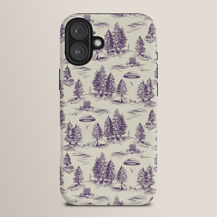 Purple Alien Abduction Toile De Jouy Pattern iPhone Case Gallery Image 14