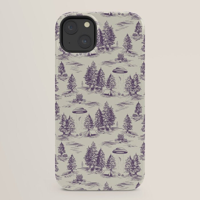 Purple Alien Abduction Toile De Jouy Pattern iPhone Case Gallery Image 30