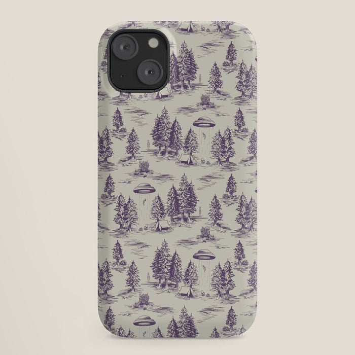Purple Alien Abduction Toile De Jouy Pattern iPhone Case Gallery Image 18