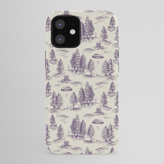 Purple Alien Abduction Toile De Jouy Pattern iPhone Case Gallery Image 41