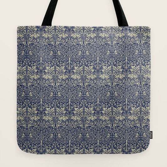 William Morris Brer Rabbit Indigo Blue Vintage Pattern Tote Bag Gallery Image 2