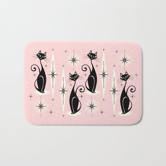 Mid Century Meow Retro Atomic Cats ©studioxtine Bath Mat Gallery Image 1