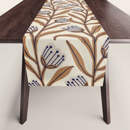 Bellflower Pattern / Brown, Ivory & Grey Table Runner Gallery Image 1