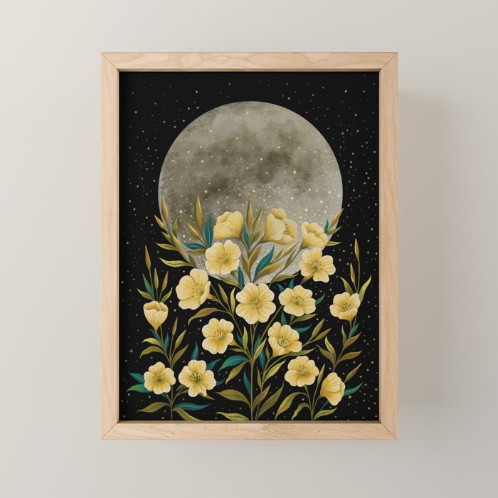 Moon Greeting- Yellow Evening Primrose Mini Art Print Gallery Image 1