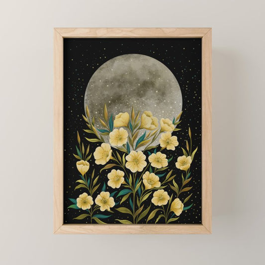 Moon Greeting- Yellow Evening Primrose Mini Art Print Gallery Image 1