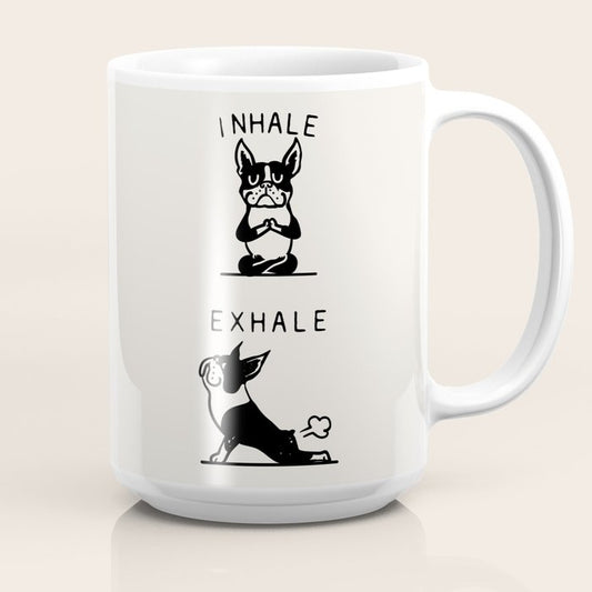 Inhale Exhale Boston Terrier Coffee Mug Gallery Image 2