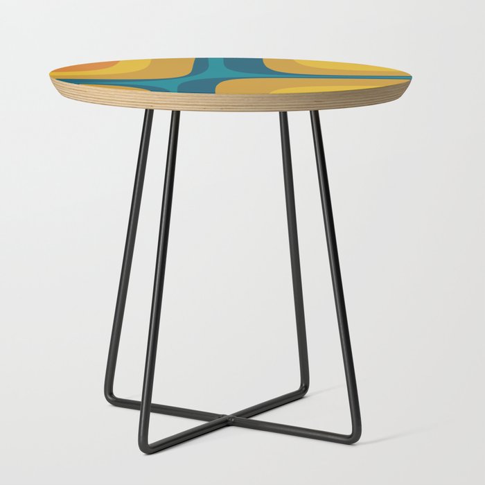 Retro Groove Mustard Teal - Minimalist Mid Century Abstract Pattern Side Table Gallery Image 2