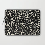 Black and White Retro Floral Art Print Laptop Sleeve Gallery Image 1