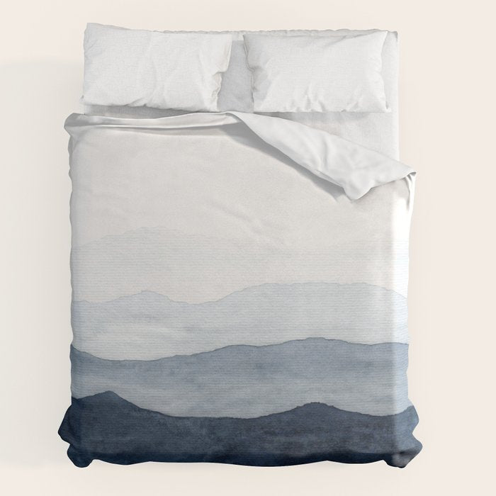 Indigo Abstract Watercolor Mountains Duvet Cover Gallery Image 7