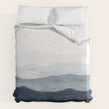 Indigo Abstract Watercolor Mountains Duvet Cover Gallery Image 2