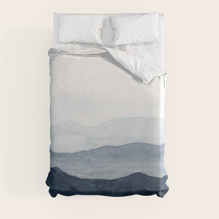 Indigo Abstract Watercolor Mountains Duvet Cover Gallery Image 8