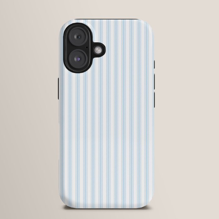 Pastel Blue & White Ticker Stripe iPhone Case Gallery Image 13