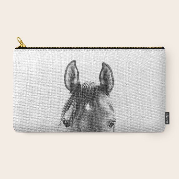 peekaboo horse, bw horse print, horse photo, equestrian print, equestrian photo, equestrian decor Carry All Pouch Gallery Image 2