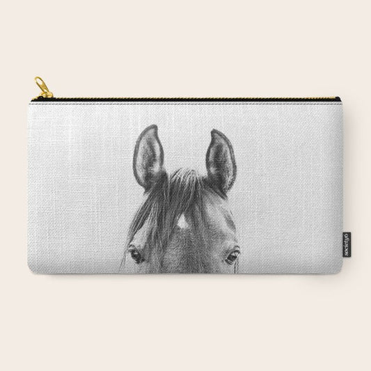 peekaboo horse, bw horse print, horse photo, equestrian print, equestrian photo, equestrian decor Carry All Pouch Gallery Image 2