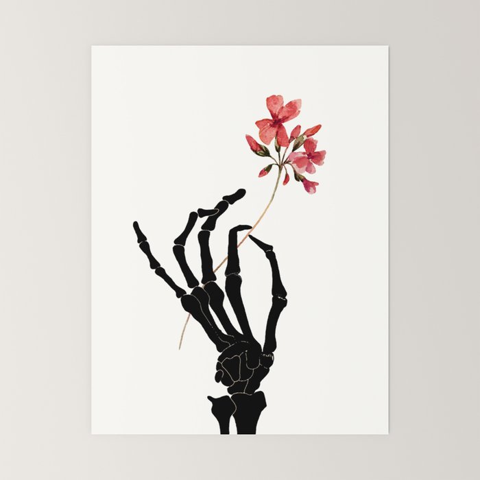 Skeleton Hand with Flower Mini Art Print Gallery Image 6