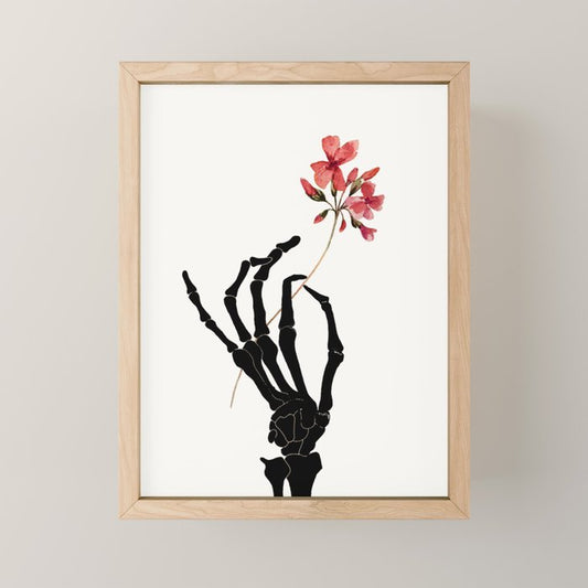 Skeleton Hand with Flower Mini Art Print Gallery Image 1