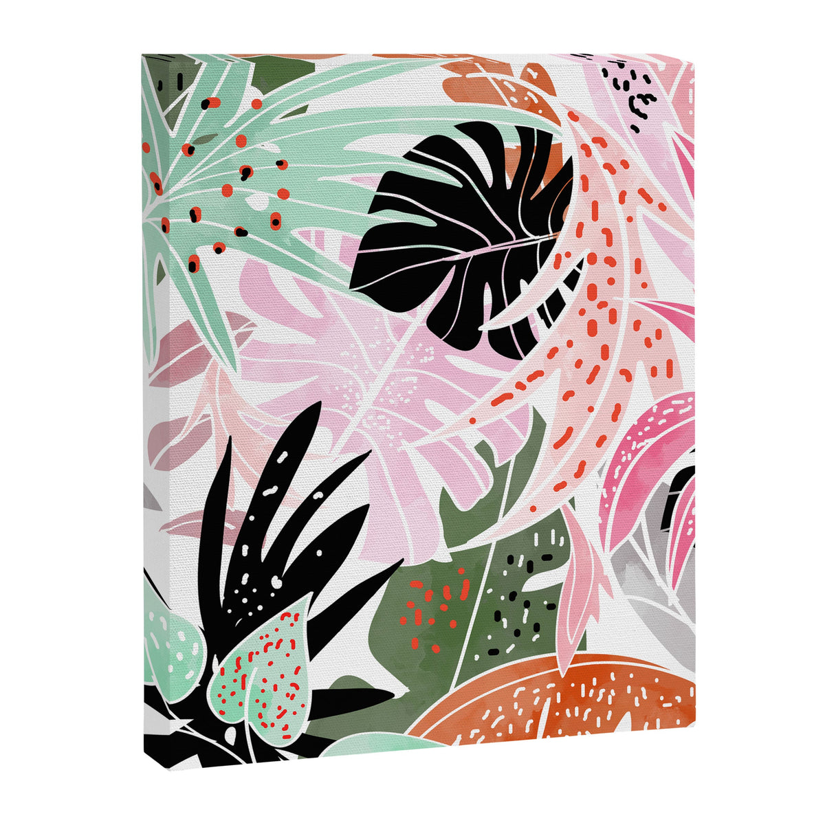 Veronica, Tropical Eclectic Bold Monstera Palm Illustration Nature Modern Colorful Jungle Canvas Print Gallery Image 5
