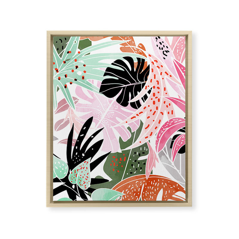 Veronica, Tropical Eclectic Bold Monstera Palm Illustration Nature Modern Colorful Jungle Framed Canvas Print Gallery Image 16