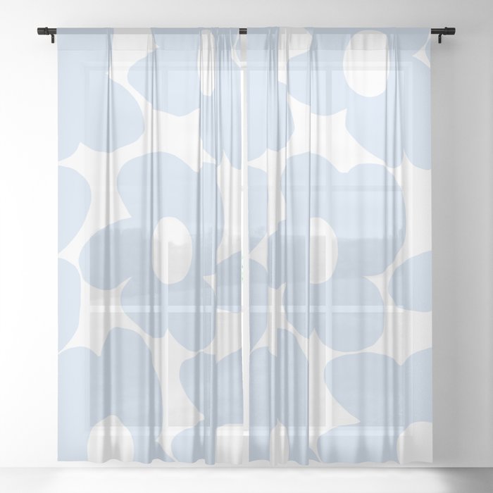 Large Baby Blue Retro Flowers White Background #decor #society6 #buyart Window Curtain Gallery Image 17