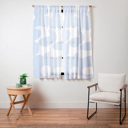 Large Baby Blue Retro Flowers White Background #decor #society6 #buyart Window Curtain Gallery Image 11