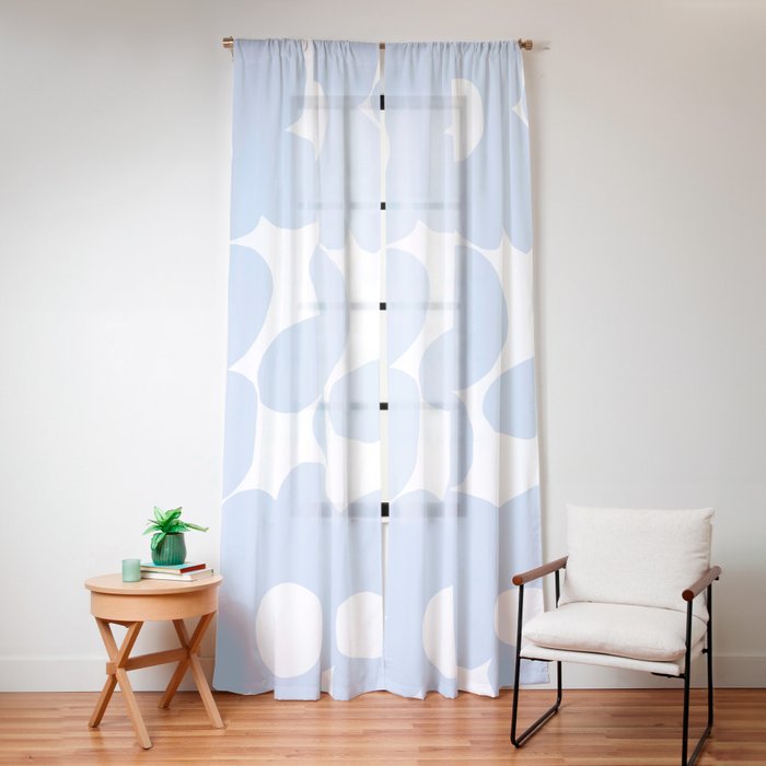 Large Baby Blue Retro Flowers White Background #decor #society6 #buyart Window Curtain Gallery Image 12