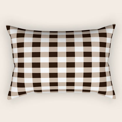 Gingham Large Tan Black White Rectangular Pillow Gallery Image 1