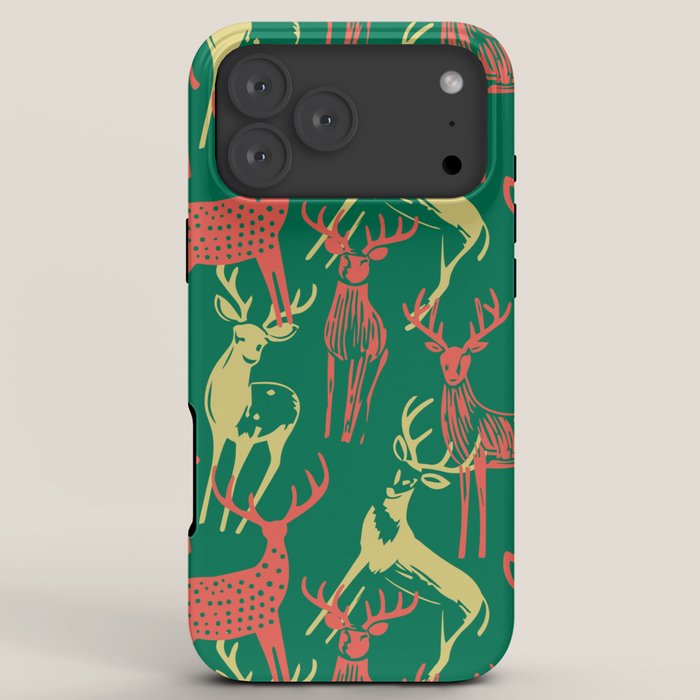 Green christmas reindeer animal pattern iPhone Case Gallery Image 8