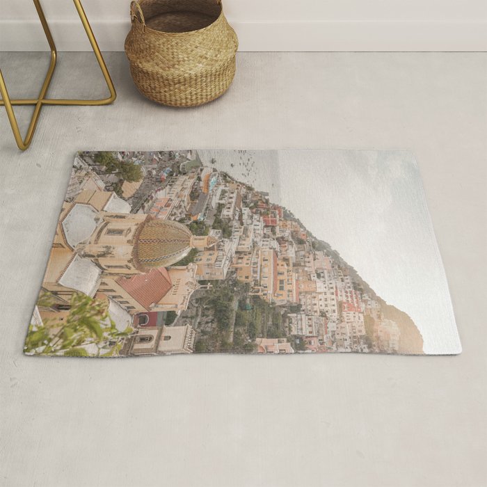 Positano Bliss Photo | Amalfi Coast Mountain Landscape In Pastel Color Art Print | Italy Travel Photography Rug Gallery Image 1