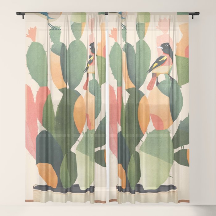 Cactus & Birds 1 Window Curtain Gallery Image 21
