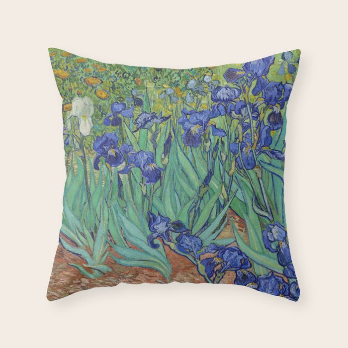 Iris (1889) by Vincent Van Gogh. Original from the J. Paul Getty Museum. Throw Pillow Gallery Image 3